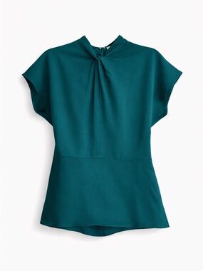 REISS Hattie Knot Front teal top blouse, peplum silhoute,Size 6,Woman Business